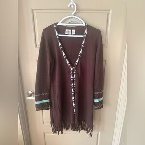 Brown Fringed Women's Top
